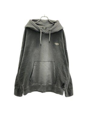 Fendi Logo Plate Pullover Sweatshirt Hoodie Gray